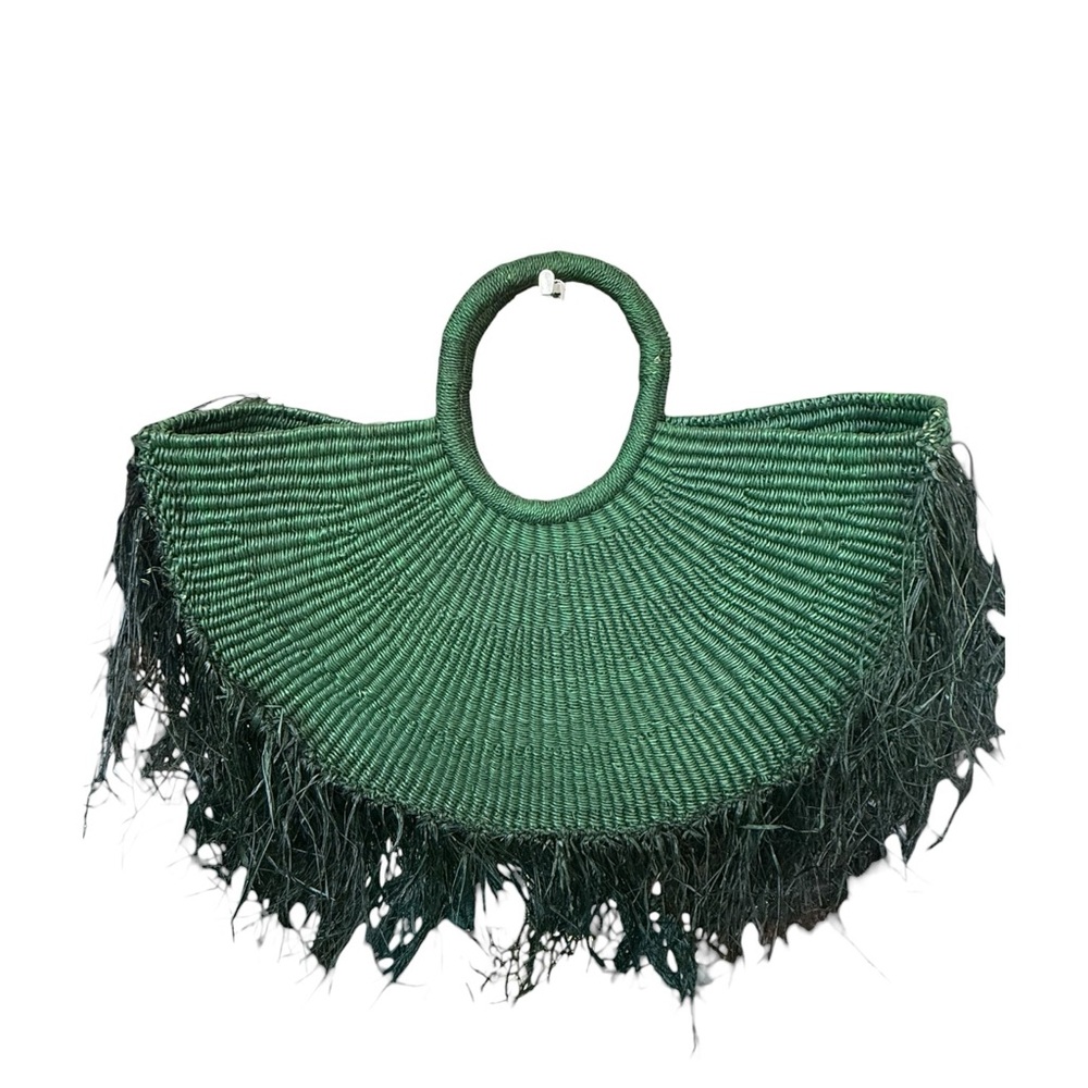 Raffia Handwoven Pink Tote With Fringe | Summer Handbag | Straw Beach Tote - Picture 13 of 14
